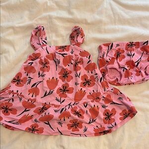 Hanna Andersson Pink and Red Floral Baby Outfit